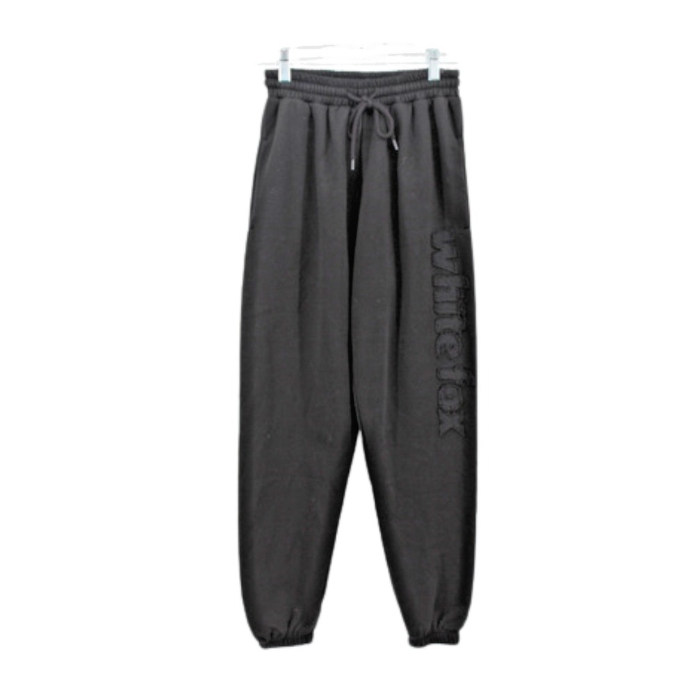 NWT White Fox Black Sweatpants XS Jogger Lounge Logo Graphic Drawstring